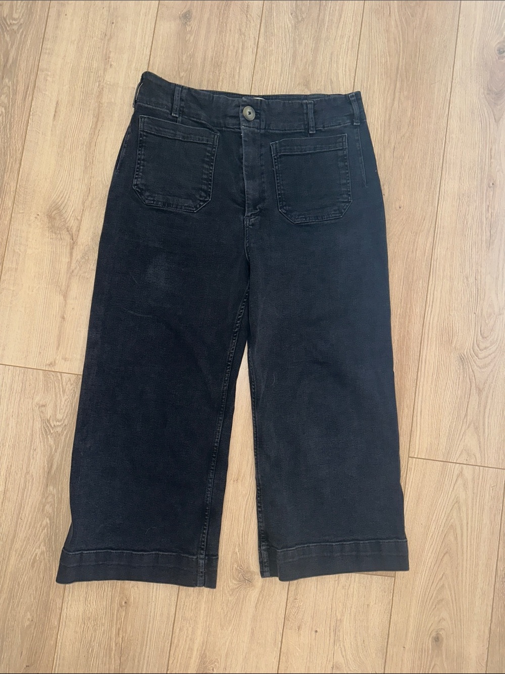 Anthropologie Maeve The Colette Black Wide-Leg Crop Jeans